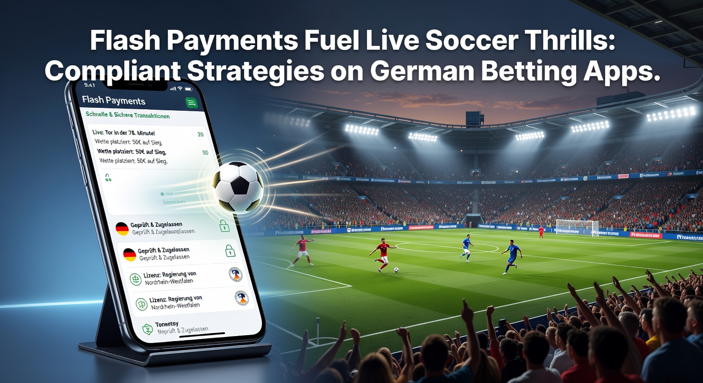 Screenshot einer deutschen Wett-App mit Live-Fußball-Odds und Flash-Zahlungsoptionen während eines Matches